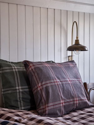 Cortina Flanell Grå/Röd Rutigt Bäddset Enkeltäcke 150x210 Redlunds
