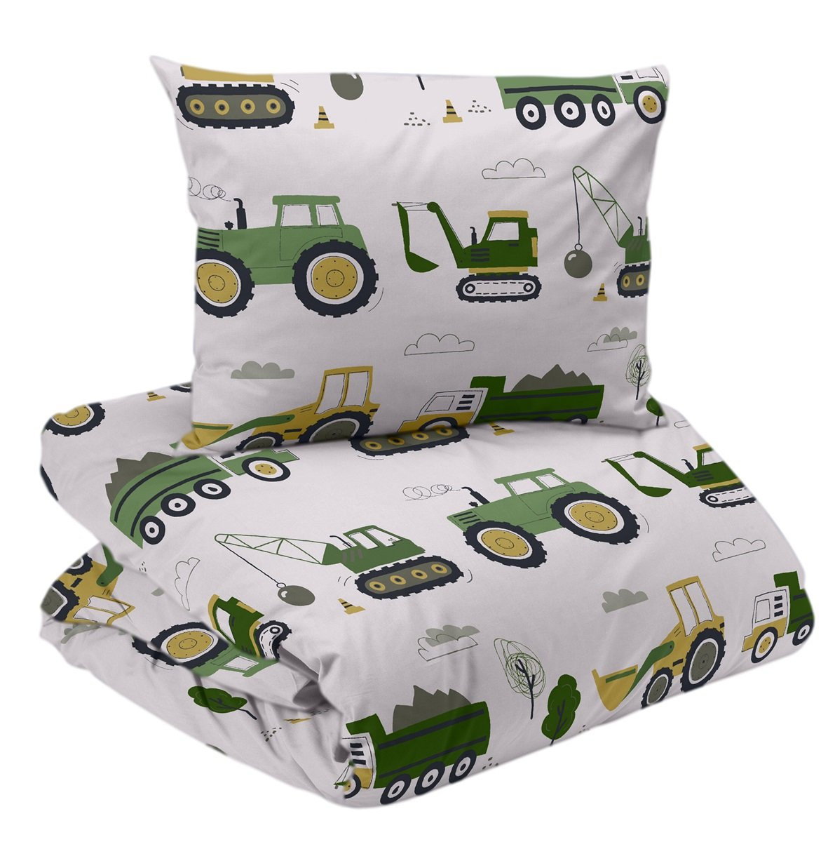 Busy Tractors Beige Barn Bäddset Enkeltäcke 150x210 Redlunds