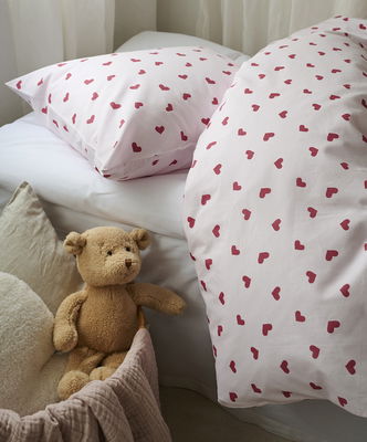 Hjärtrud Rosa Bäddset Enkeltäcke 150x210 Borganäs of Sweden