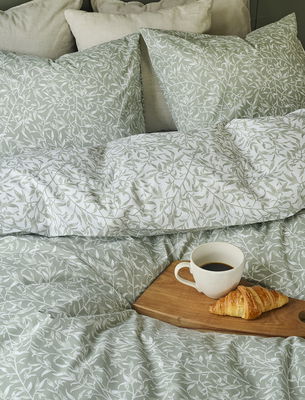Garden Grön Blad Bäddset Dubbeltäcke 220x210 Borganäs of Sweden