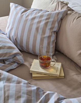 Sanna Multi Randigt Microfiber Bäddset Enkeltäcke 150x210 Borganäs of Sweden