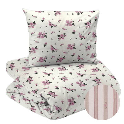 Stina Rosa Blommor Bäckebölja Bäddset Enkeltäcke 150x210 Redlunds