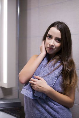 Frottéhandduk Bomull, Grålila