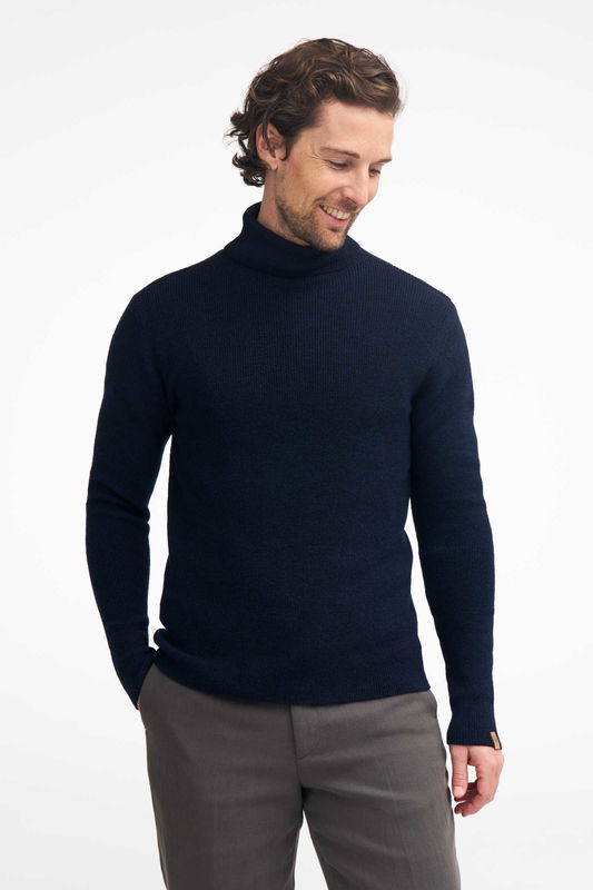 Tunn Stickad Polotröja Herr Ull, Svart