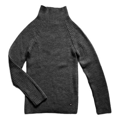Ribbstickad polotröja Alpacka, Mörkgrå