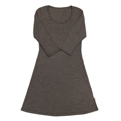 Klänning ull/silke, Brun melange