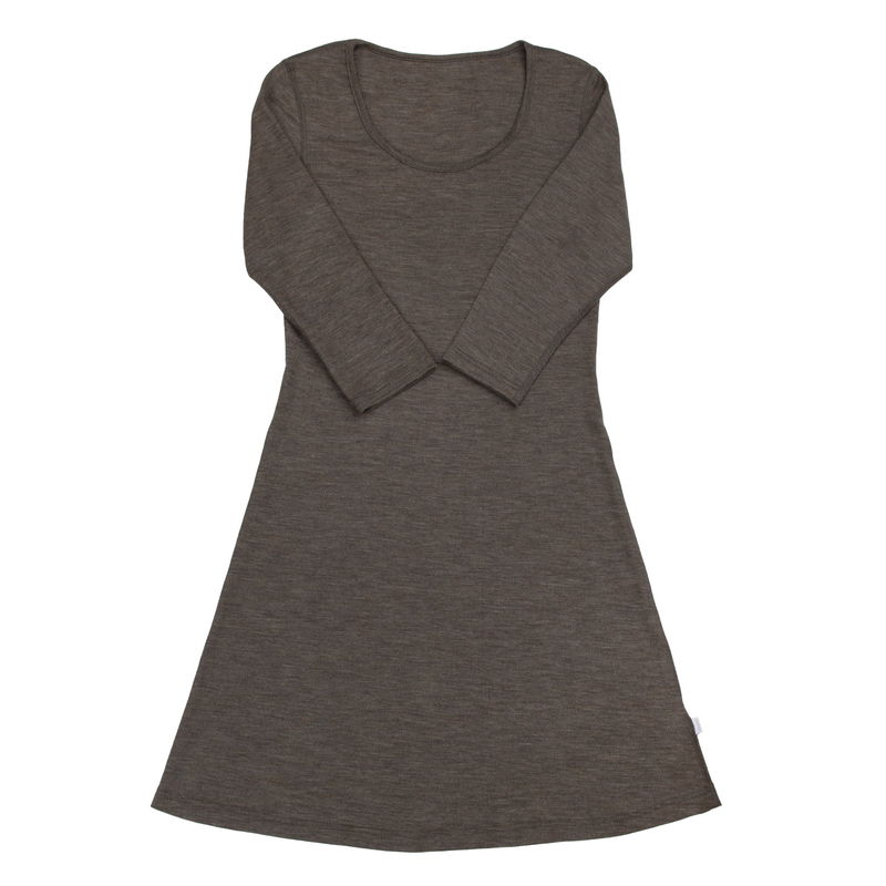 Klänning ull/silke, Brun melange