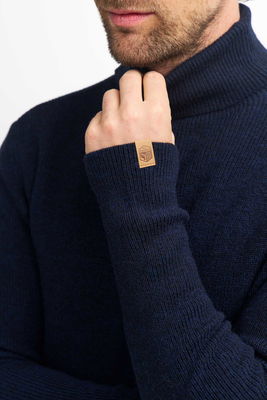 Tunn Stickad Polotröja Herr Ull, Svart