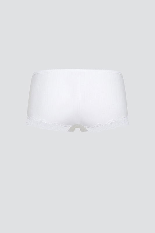 Ribbad Hipstertrosa med Spets Vit, Bomull