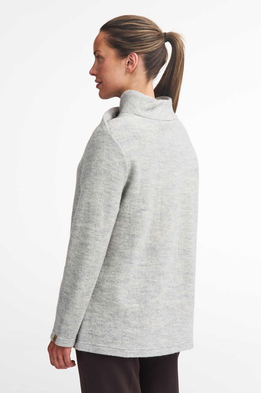 Filtad Tröja Med Hög Hals Dam Ull,  Silvergrå