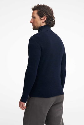 Tunn Stickad Polotröja Herr Ull, Svart