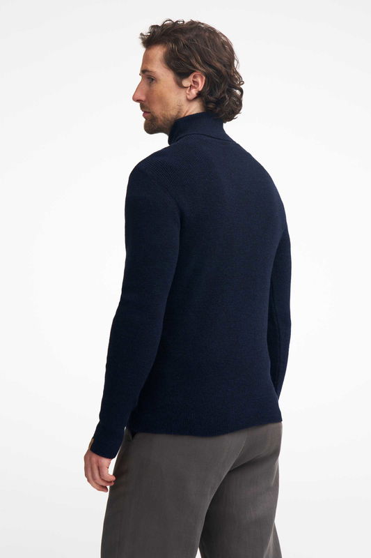 Tunn Stickad Polotröja Herr Ull, Svart