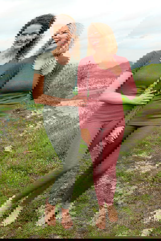 Leggings Ull/Siden Dam, Olive