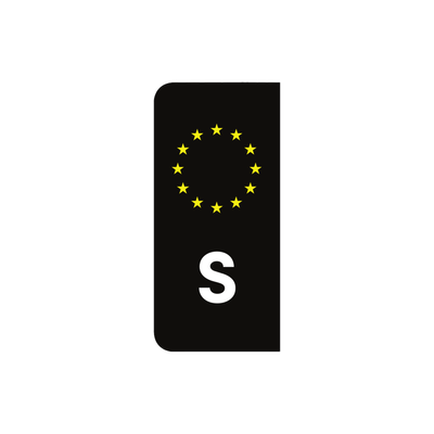 Svart S-MÃ¤rke (fÃ¶r registreringsskylt)