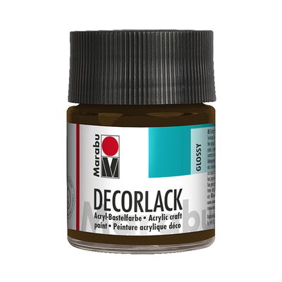 Marabu Dekorlack Acryl Dark Brown glasflaska, 50 ml. Blank och väderbeständig färg.