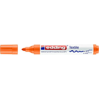 Textilmarker orange Textilmarker med 2-3 mm spets. Tvättbar i 60 grader. Färg: Orange