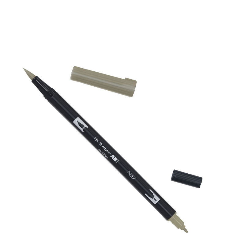 Tombow ABT Dual Brush, vattenbaserad penna med två spetsar, en fine och en brush, Warm Grey 5 N57