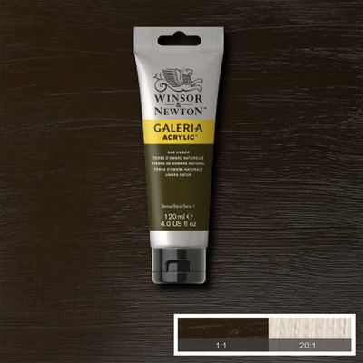 Tub med 120 ml akrylfärg. Winsor & Newton Galeria Raw Umber