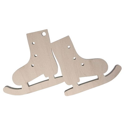Julgranshänge Skridskor av björkplywood 6 mm med utskurna detaljer, trädekoration för julgran och vinterpynt