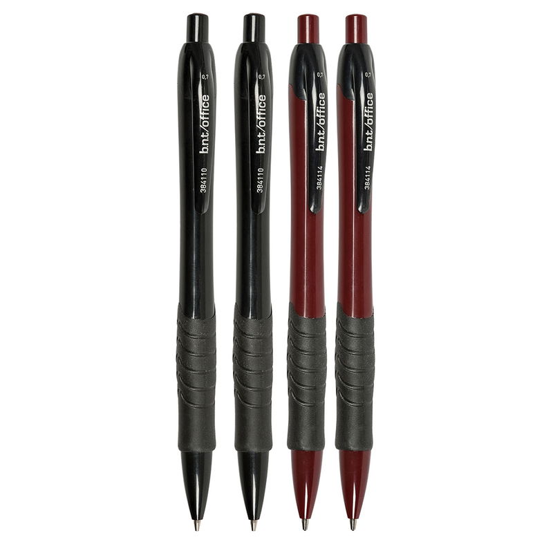 Stiftpennor 4-pack 0,7 mm i svart och vinröd