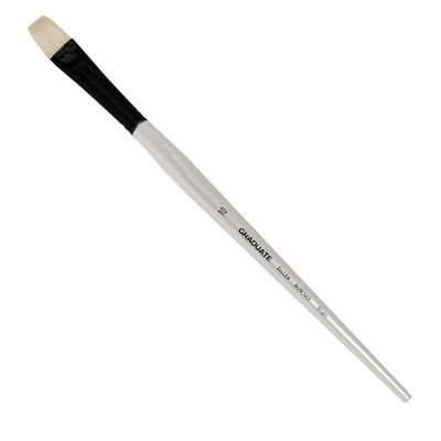 Daler-Rowney Graduate Bristle Bright Nr 10 Long Handle pensel i Chungking-svinborst med svart hylsa och pärlvitt skaft