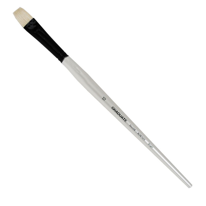 Daler-Rowney Graduate Bristle Bright Nr 10 Long Handle pensel i Chungking-svinborst med svart hylsa och pärlvitt skaft