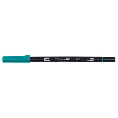 Vattenbaserad penna med två spetsar, en fineliner och en penselspets, Tombow ABT Dual Tiki Teal