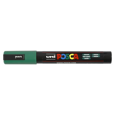 Posca PC-5M Green med kork, stängd marker sedd från sidan