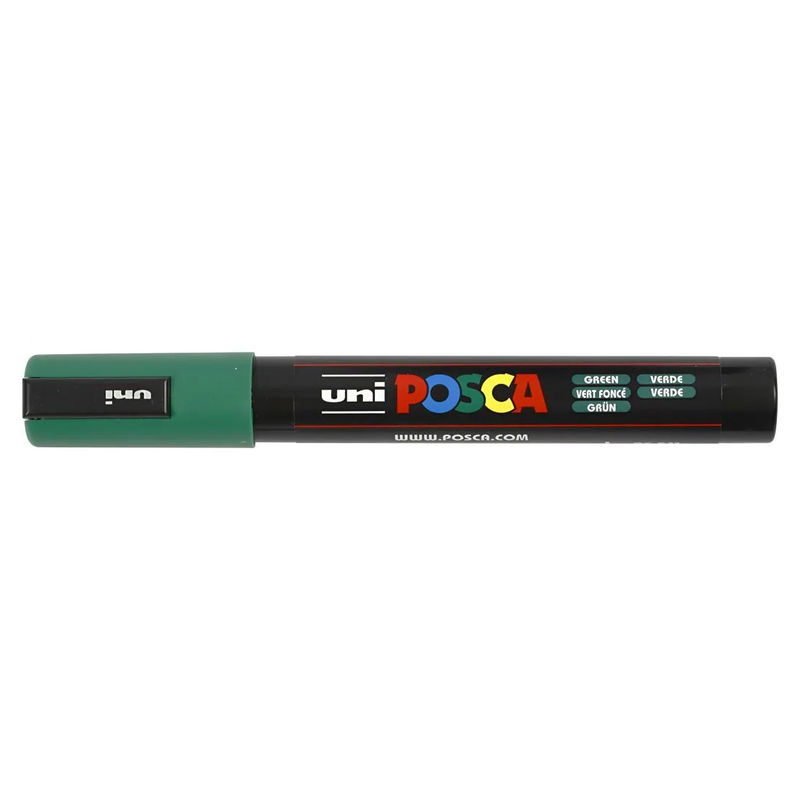 Posca PC-5M Green med kork, stängd marker sedd från sidan