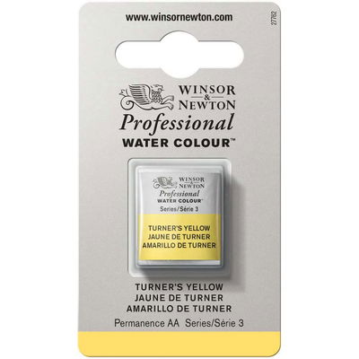 Förpackning med Winsor & Newton Professional akvarellfärg Turner's Yellow halvkopp