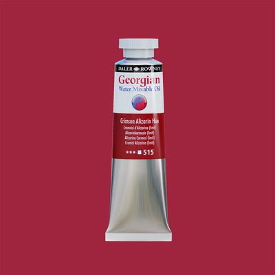 Georgian Water Mixable Oil Paint Crimson Alizarin Hue 37 ml vattenlöslig oljefärg i tub på bakgrund i samma färg