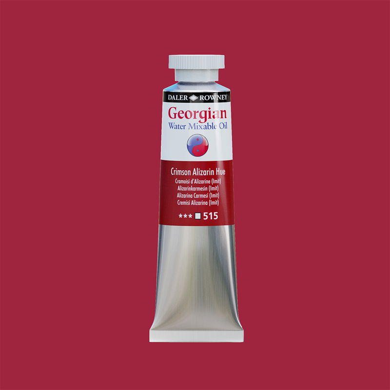 Georgian Water Mixable Oil Paint Crimson Alizarin Hue 37 ml vattenlöslig oljefärg i tub på bakgrund i samma färg