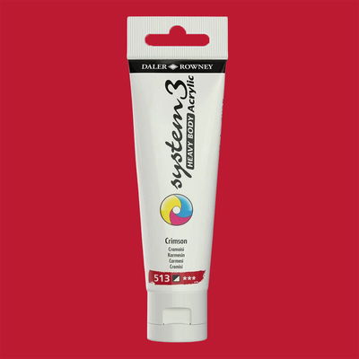 Akrylfärg i tub System3 Heavy Body Crimson 513 med färgprov