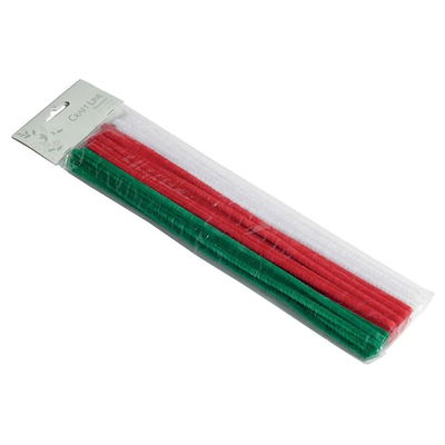 Piprensare i julfärger 6 mm 30 cm 25 st - röd/vit/grön