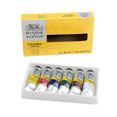 Öppet Winsor & Newton Galeria Acrylic Set 6x60 ml med sex tuber