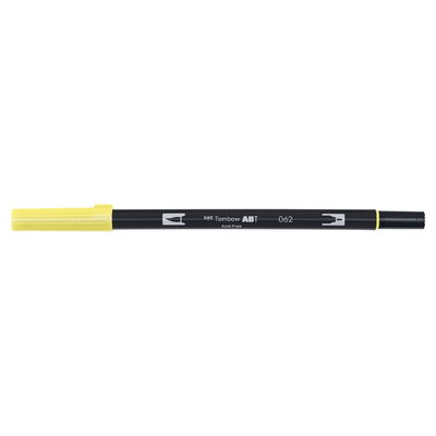 Vattenbaserad penna med två spetsar, en fineliner och en penselspets, Tombow ABT Dual Brush Pale Yellow