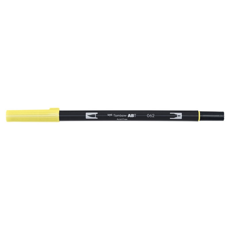 Vattenbaserad penna med två spetsar, en fineliner och en penselspets, Tombow ABT Dual Brush Pale Yellow