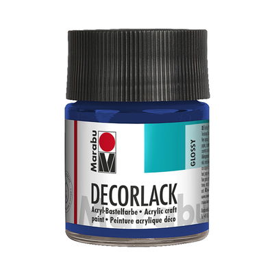 Marabu Dekorlack Medium Blue glasflaska, 50 ml. Blank och väderbeständig färg.