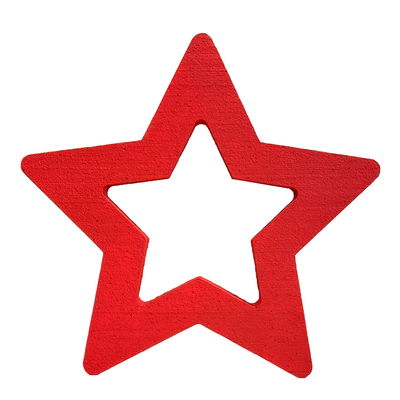 Rödmålad frigolitstjärna 30 cm Rödmålad frigolitstjärna med hål 30 cm av styrofoam för juldekoration