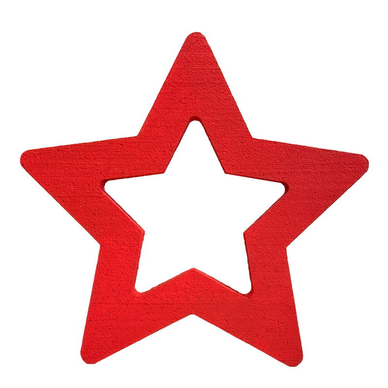 Rödmålad frigolitstjärna 30 cm Rödmålad frigolitstjärna med hål 30 cm av styrofoam för juldekoration