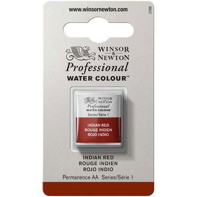 Förpackning med Winsor & Newton Professional akvarellfärg Indian Red halvkopp
