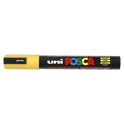 Posca PC-5M Yellow med kork, stängd marker sedd från sidan