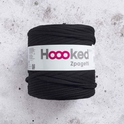T-shirtgarn Zpagetti svart. Extra tjockt trikågarn av 100% återvunnen textil