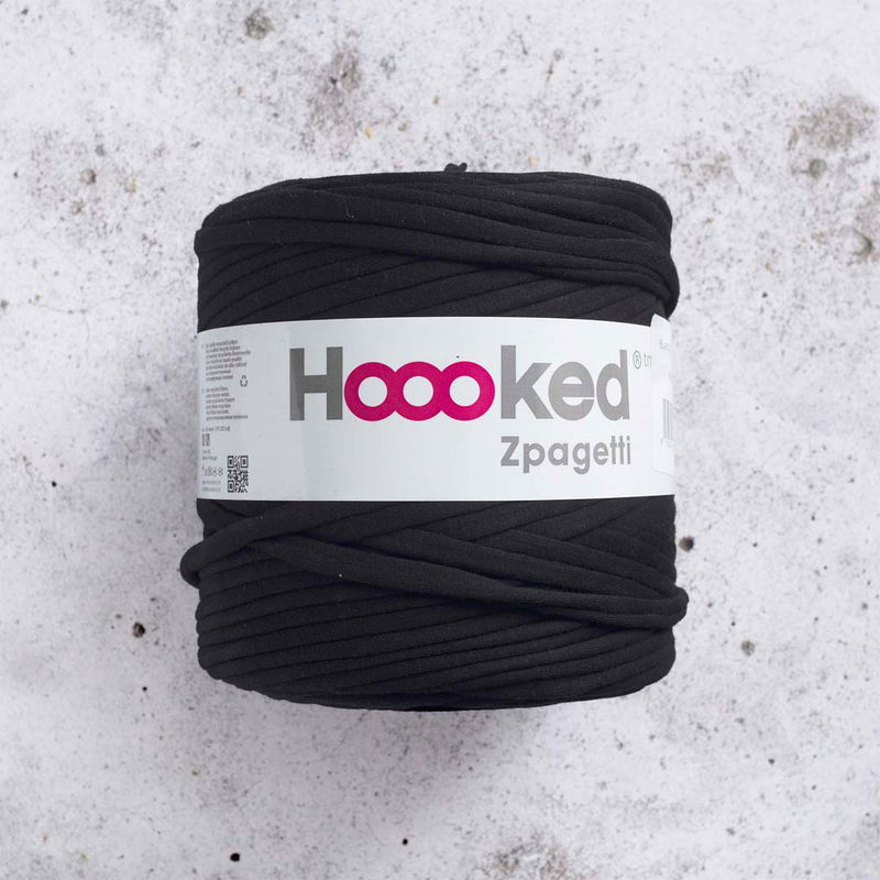 T-shirtgarn Zpagetti svart. Extra tjockt trikågarn av 100% återvunnen textil