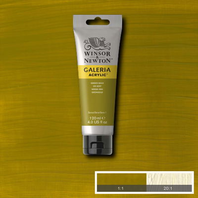 Tub med 120 ml akrylfärg. Winsor & Newton Galeria Green Gold