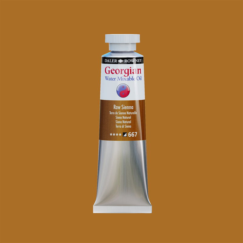 Georgian Water Mixable Oil Paint Raw Sienna 37 ml vattenlöslig oljefärg i tub på bakgrund i samma färg