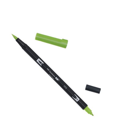 Tombow ABT Light Green Tombow ABT Dual Brush, vattenbaserad penna med två spetsar, en fine och en brush, Light Green 195