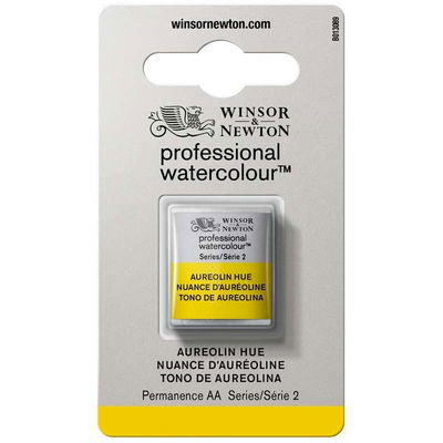 Förpackning med Winsor & Newton Professional akvarellfärg Aureolin Hue halvkopp