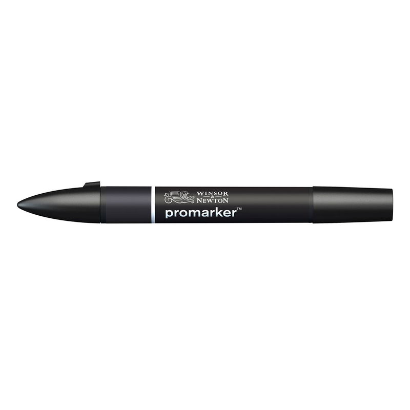 Winsor & Newton Promarker Black XB marker med dubbelspets frilagd på vit bakgrund