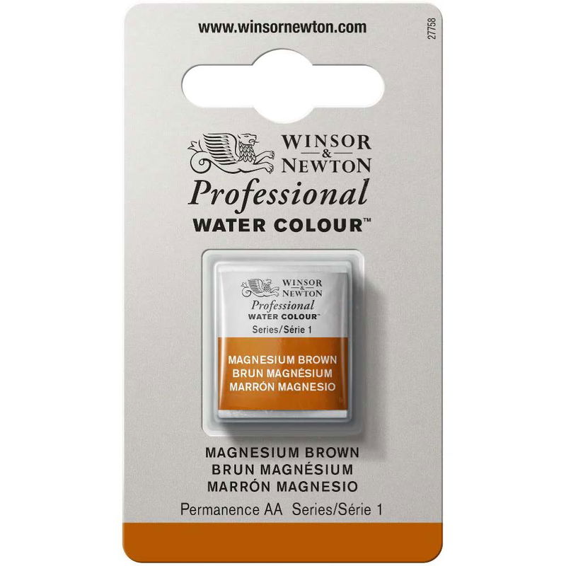 Förpackning med Winsor & Newton Professional akvarellfärg Magnesium Brown halvkopp